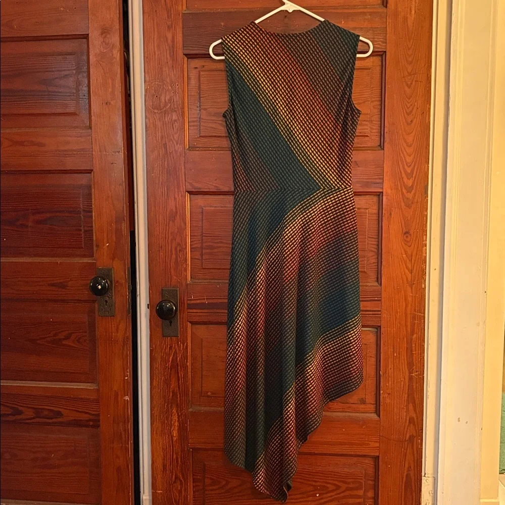 BCBGMAXAZRIA Tracie Striped Asymmetric Hem Dress size Small